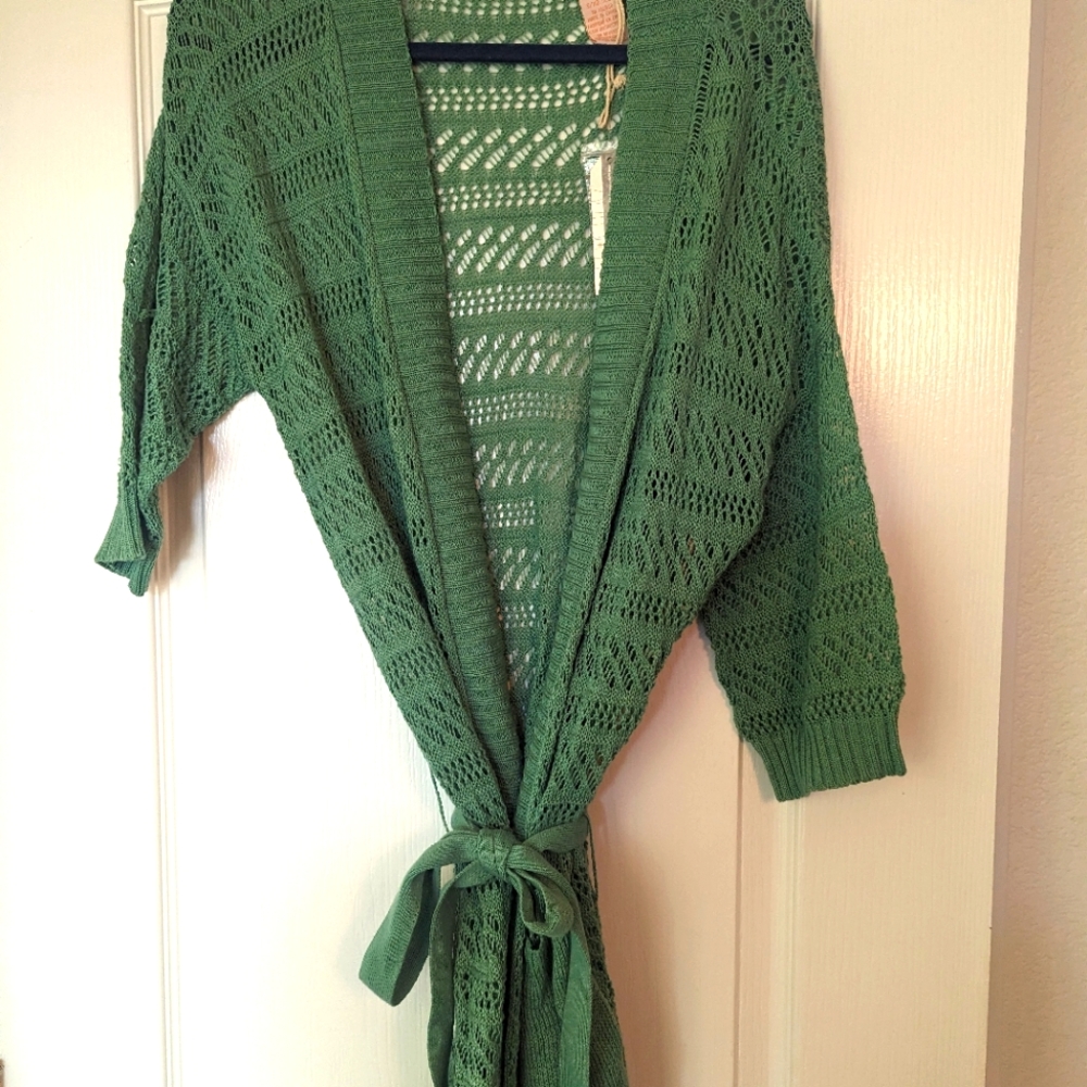 Boho green sweater cardigan